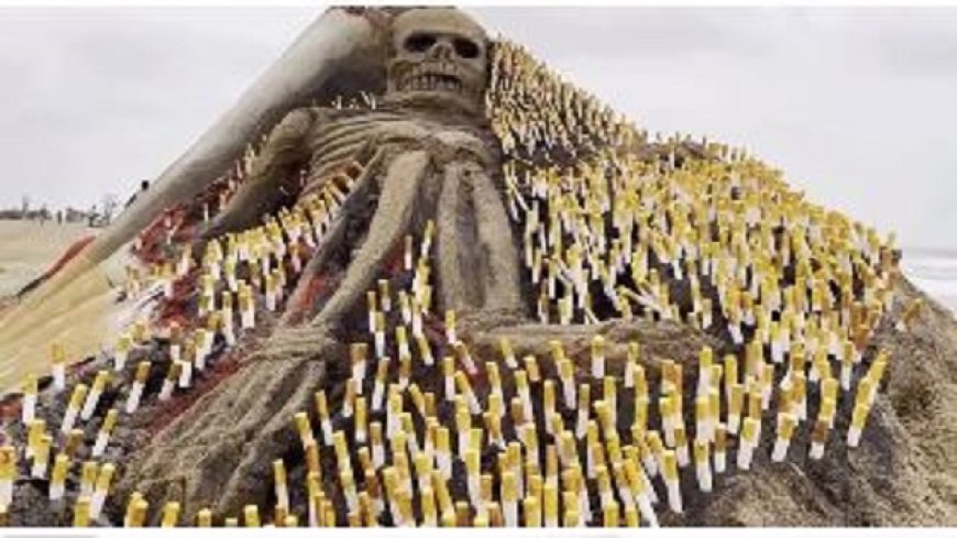 World No Tobacco Day: Sudarsan Pattnaik Creates Sand Art with 1,000 Cigarettes to Spread Awareness