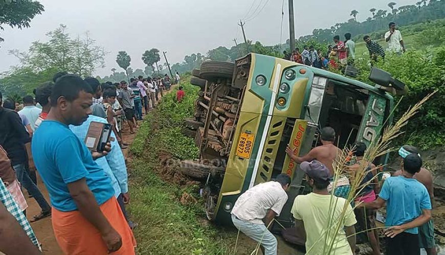 20 Injured as Passenger Bus Overturns into Canal in Dhenkanal